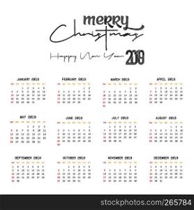 2019 Calendar template. Christmas and Happy new Year Background