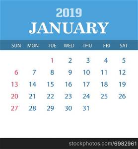 2019 Calendar Template - January