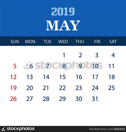 2019 Calendar Template - May