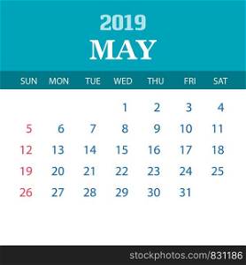 2019 Calendar Template - May