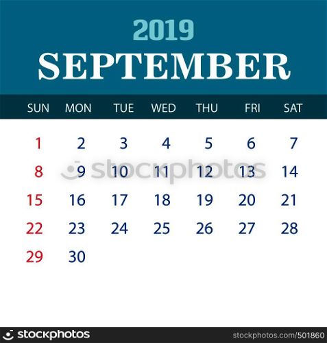 2019 Calendar Template - September