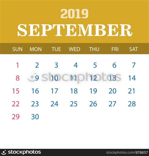 2019 Calendar Template - September