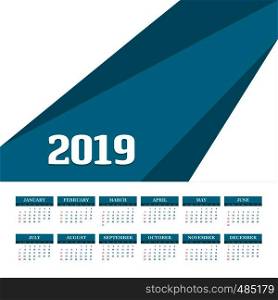 2019 Calendar Template. Vector background
