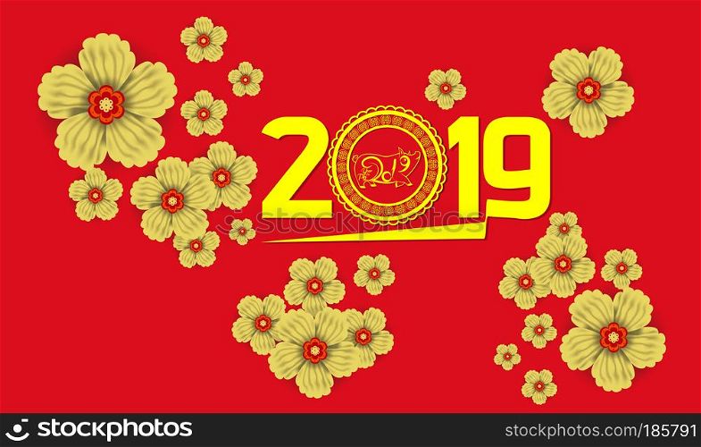 2019 Chinese New Year Paper Cutting Year of Pig Vector Design for your greetings card, flyers, invitation, posters, brochure, banners, calendar