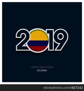 2019 Colombia Typography, Happy New Year Background
