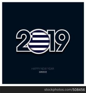 2019 Greece Typography, Happy New Year Background