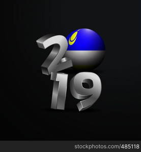 2019 Grey Typography with Buryatia Flag. Happy New Year Lettering
