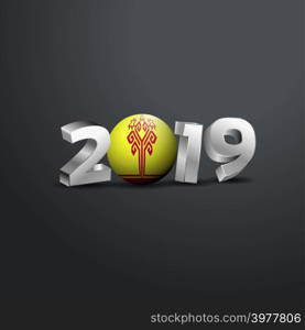 2019 Grey Typography with Chuvashia Flag. Happy New Year Lettering