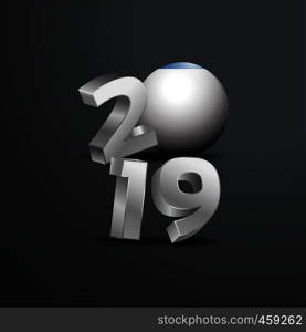 2019 Grey Typography with Crimea Flag. Happy New Year Lettering