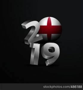 2019 Grey Typography with England Flag. Happy New Year Lettering