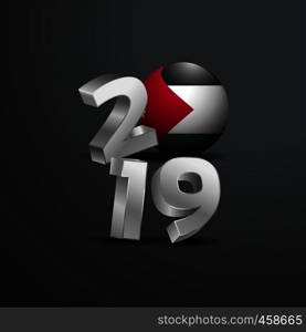 2019 Grey Typography with Jordan Flag. Happy New Year Lettering