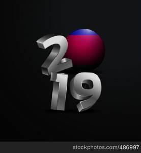 2019 Grey Typography with Kuban Peoples Republic Flag. Happy New Year Lettering