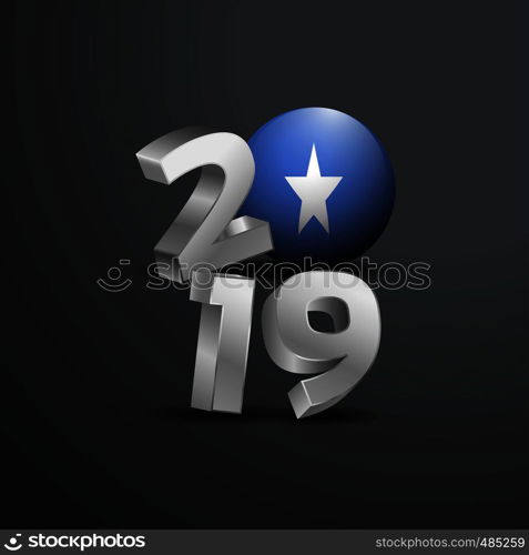 2019 Grey Typography with Somalia Flag. Happy New Year Lettering