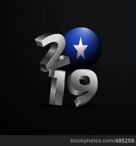 2019 Grey Typography with Somalia Flag. Happy New Year Lettering