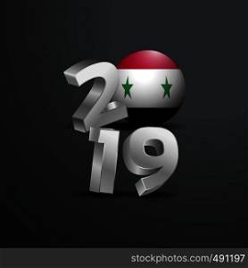 2019 Grey Typography with Syria Flag. Happy New Year Lettering