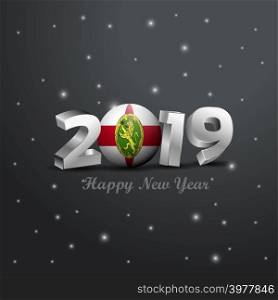 2019 Happy New Year Alderney Flag Typography. Abstract Celebration background