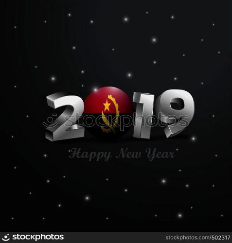 2019 Happy New Year Angola Flag Typography. Abstract Celebration background