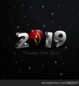 2019 Happy New Year Angola Flag Typography. Abstract Celebration background