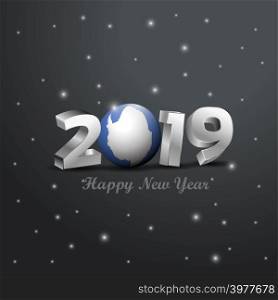 2019 Happy New Year Antarctica Flag Typography. Abstract Celebration background