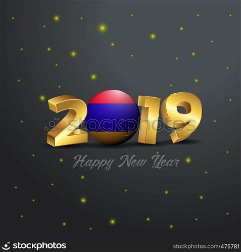 2019 Happy New Year Armenia Flag Typography. Abstract Celebration background