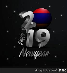 2019 Happy New Year Armenia Flag Typography. Abstract Celebration background