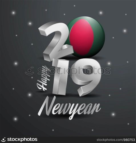 2019 Happy New Year Bangladesh Flag Typography. Abstract Celebration background