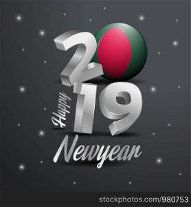 2019 Happy New Year Bangladesh Flag Typography. Abstract Celebration background