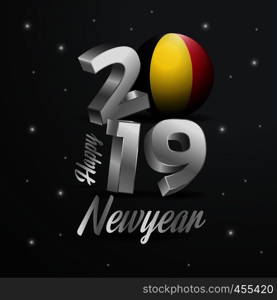 2019 Happy New Year Belgium Flag Typography. Abstract Celebration background