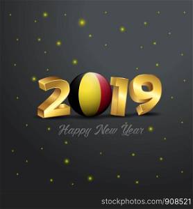 2019 Happy New Year Belgium Flag Typography. Abstract Celebration background