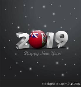 2019 Happy New Year Bermuda Flag Typography. Abstract Celebration background