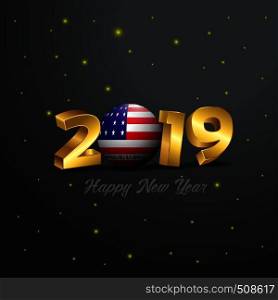 2019 Happy New Year Bikini Atoll Flag Typography. Abstract Celebration background