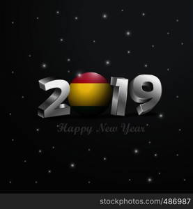 2019 Happy New Year Bolivia Flag Typography. Abstract Celebration background