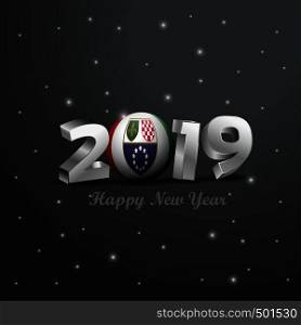 2019 Happy New Year Bosnia and Herzegovina Flag Typography. Abstract Celebration background
