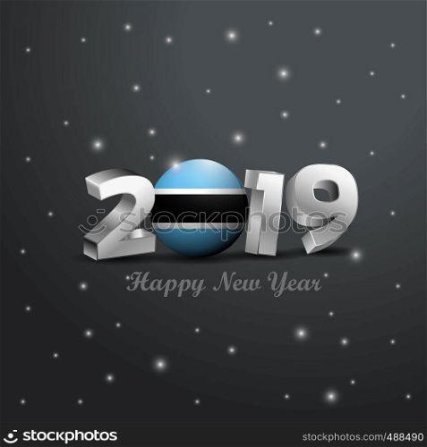 2019 Happy New Year Botswana Flag Typography. Abstract Celebration background