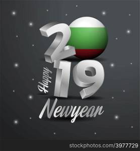 2019 Happy New Year Bulgaria Flag Typography. Abstract Celebration background
