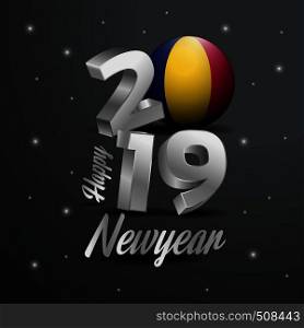 2019 Happy New Year Chad Flag Typography. Abstract Celebration background