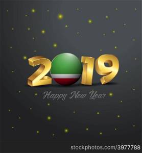 2019 Happy New Year Chechen Republic Flag Typography. Abstract Celebration background