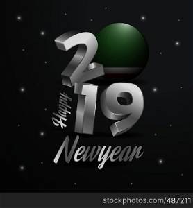 2019 Happy New Year Chechen Republic of Lchkeria Flag Typography. Abstract Celebration background