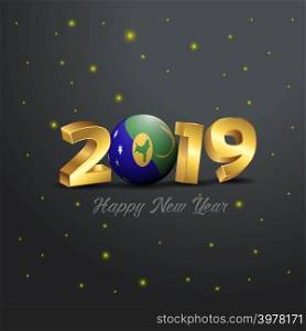2019 Happy New Year Christmas island Flag Typography. Abstract Celebration background