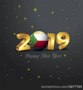2019 Happy New Year Comoros Flag Typography. Abstract Celebration background
