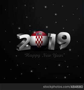 2019 Happy New Year Croatia Flag Typography. Abstract Celebration background