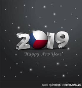 2019 Happy New Year Czech Republic Flag Typography. Abstract Celebration background