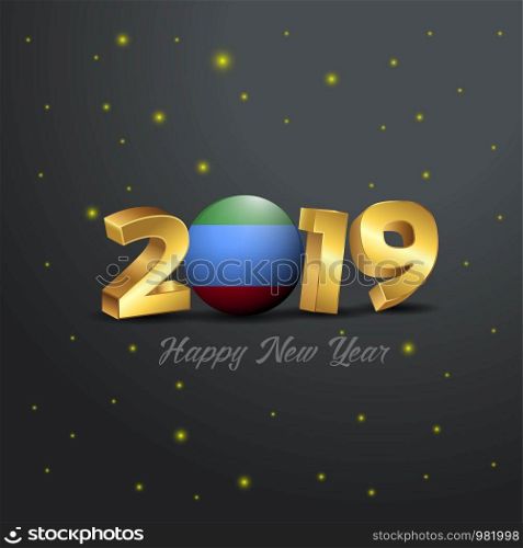 2019 Happy New Year Dagestan Flag Typography. Abstract Celebration background