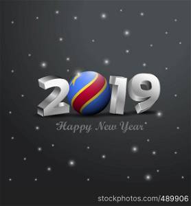 2019 Happy New Year Democratic Republic of the Congo Flag Typography. Abstract Celebration background