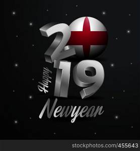 2019 Happy New Year England Flag Typography. Abstract Celebration background