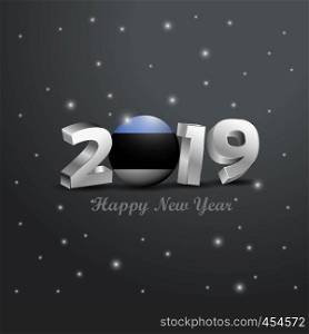 2019 Happy New Year Estonia Flag Typography. Abstract Celebration background
