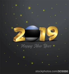 2019 Happy New Year Estonia Flag Typography. Abstract Celebration background