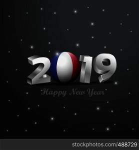 2019 Happy New Year France Flag Typography. Abstract Celebration background