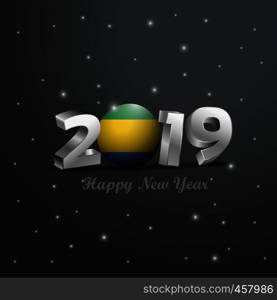 2019 Happy New Year Gabon Flag Typography. Abstract Celebration background