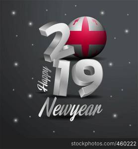 2019 Happy New Year Georgia Flag Typography. Abstract Celebration background